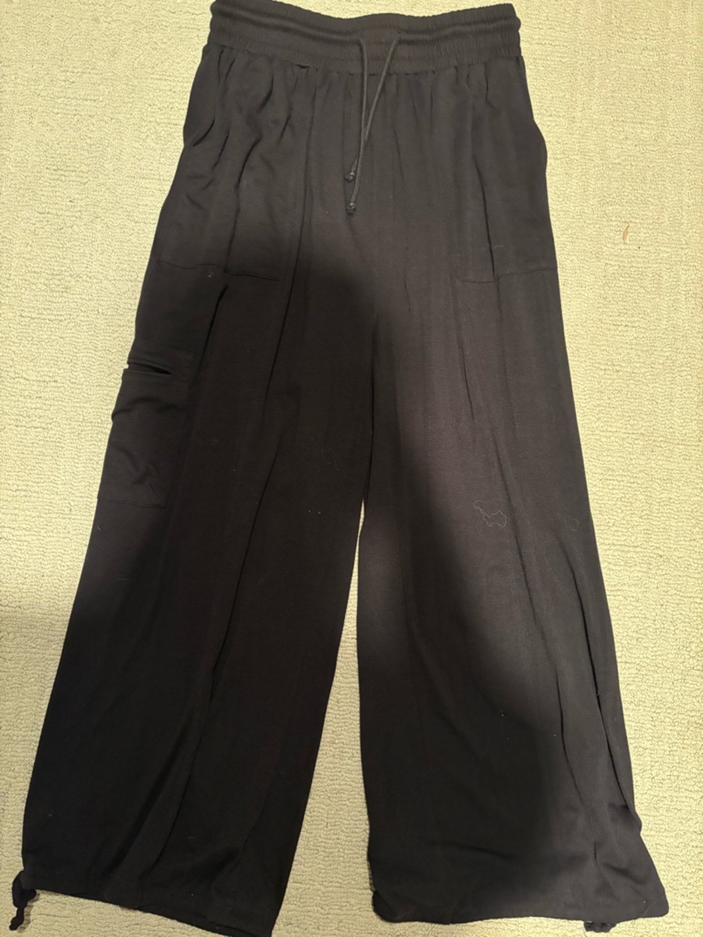 Black Wide-Leg Drawstring Pants